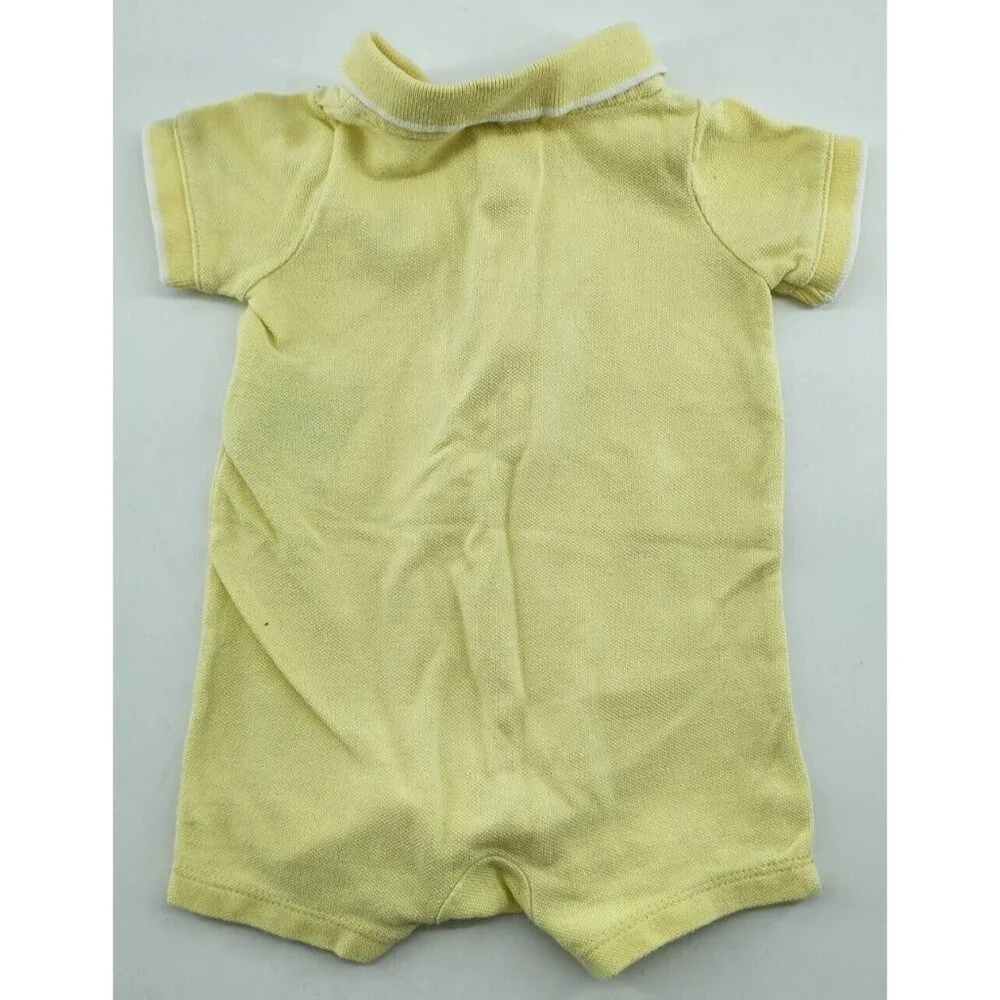 Ralph Lauren‎ Yellow Polo Romper Baby Size 3M Pony Logo 100% Cotton